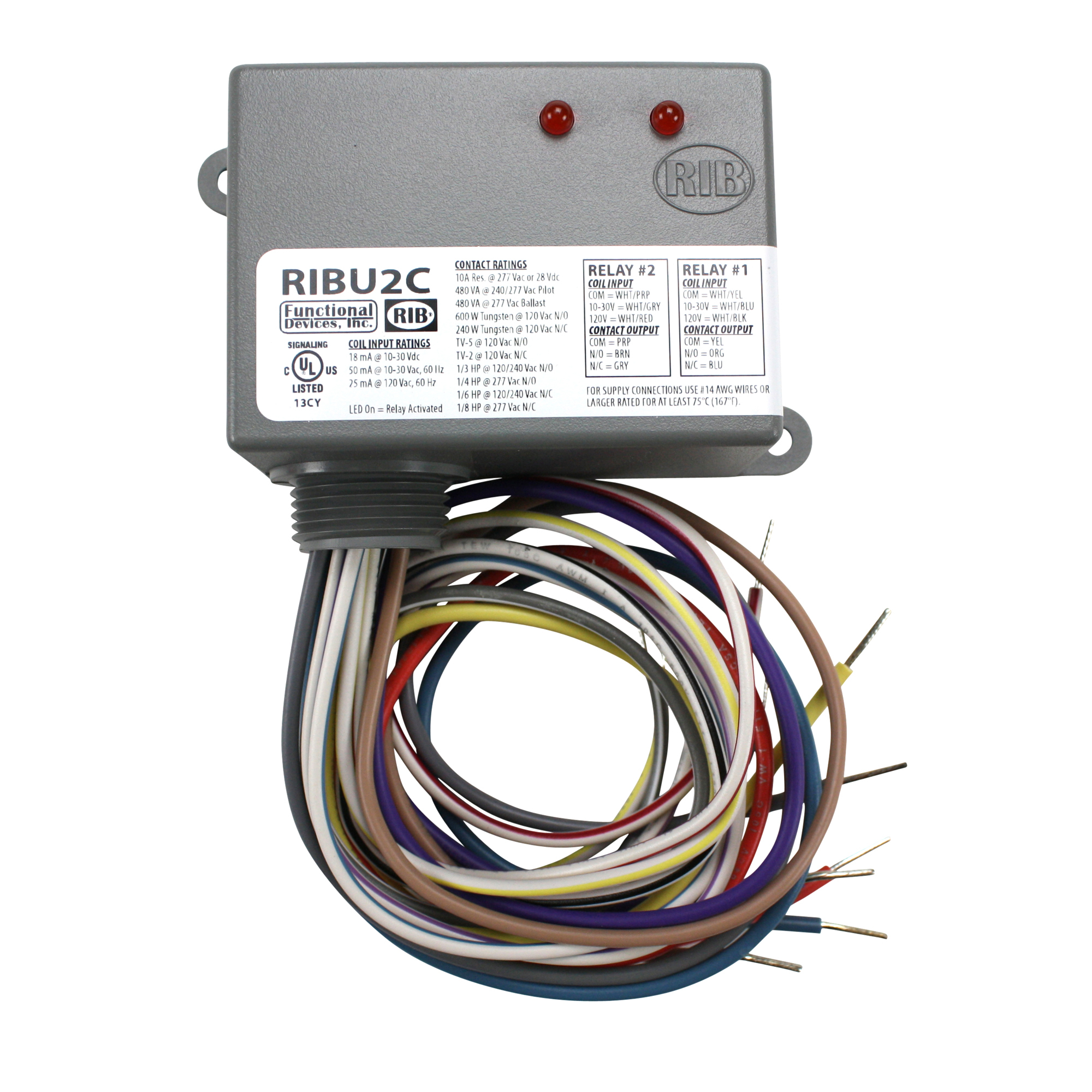 FUNCTION DEVICES RIB 120VAC 10AMP ENCLOSED 2 SPDT RELAY IN A BOX RIBU2C eBay