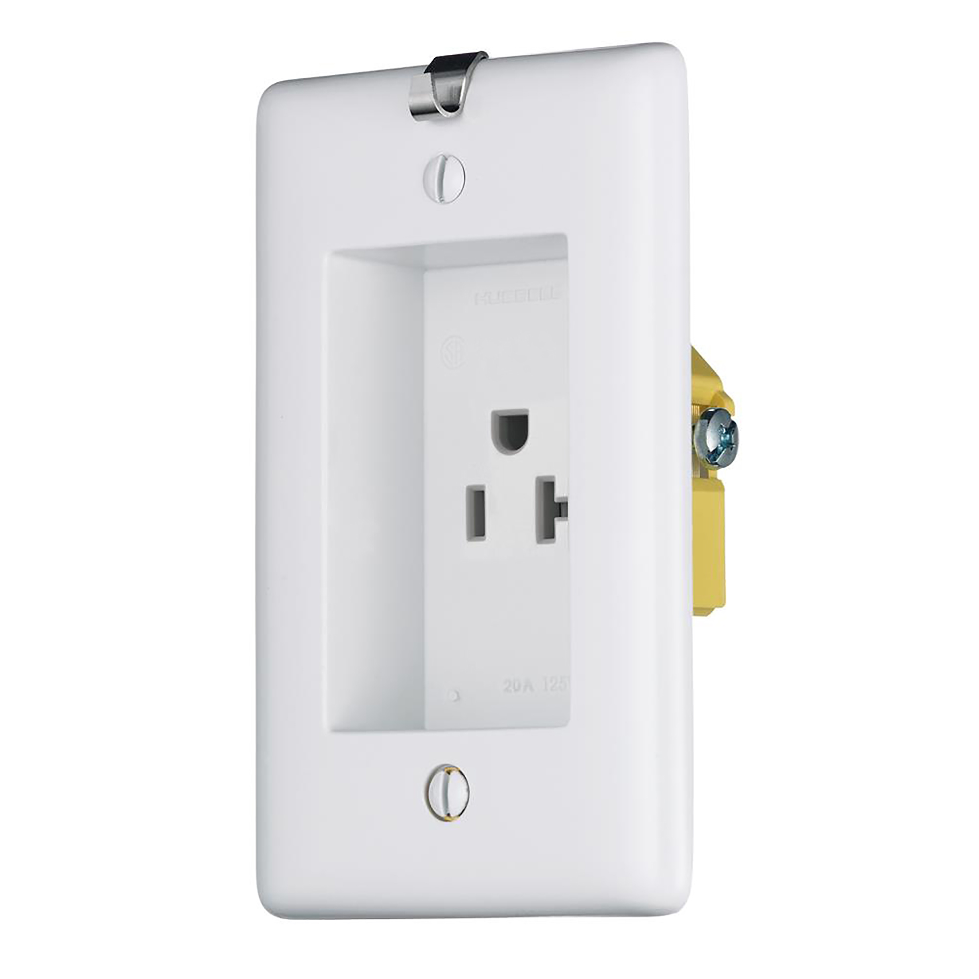 HUBBELL RR201CHW STANDARD CLOCK HANGER RECESSED RECEPTACLE 20A 125V, WHITE eBay