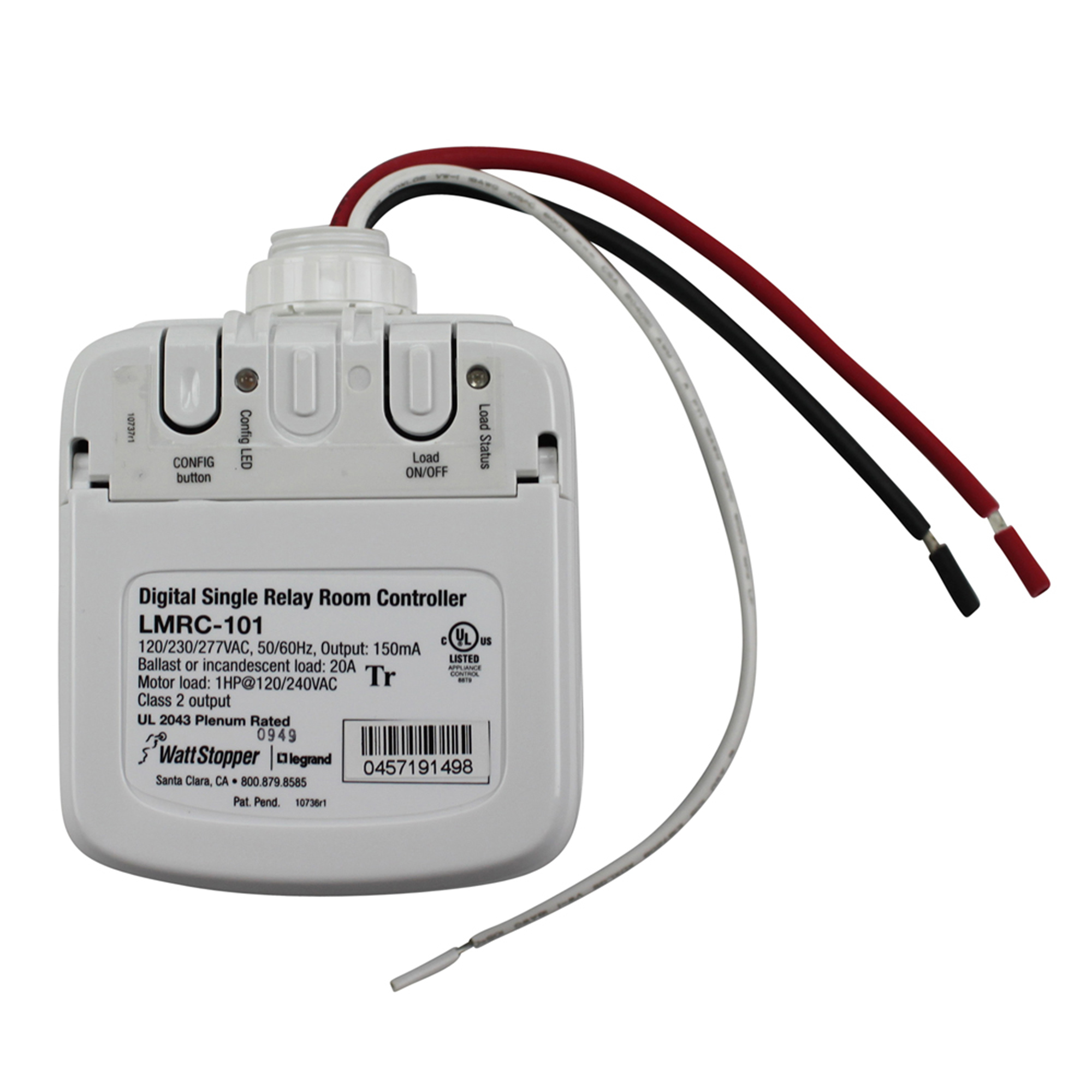 WATTSTOPPER LMRC101 DIGITAL ROOM CONTROLLER, SINGLE RELAY ROOM